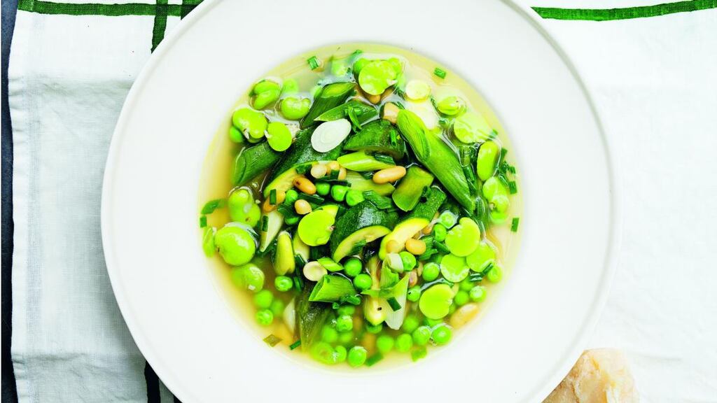 Nigel Slater’s broad beans, flageolets, courgettes. Photograph: Jonathan Lovekin/HarperCollins