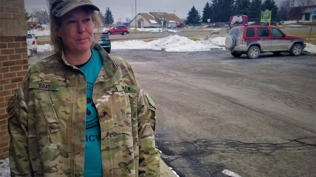 Myra, the Michigan Militia Corps Wolverines commanding officer: “I’m a single mom. I joined to learn how to protect myself.” Photograph: Stephen Starr