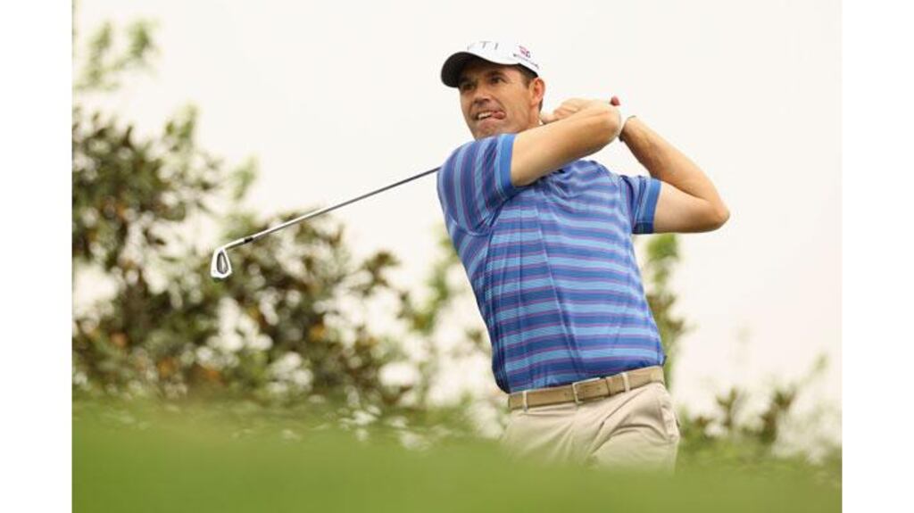 Pádraig Harrington plays a shot ahead of the Volvo China Open at Luxehills Country Club in Chengdu, China. Photograph: Ian Walton/Getty Images