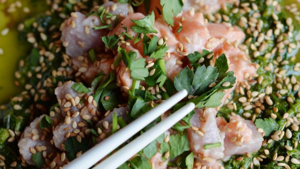 Salmon and tuna tartare. Photograph: Alan Betson