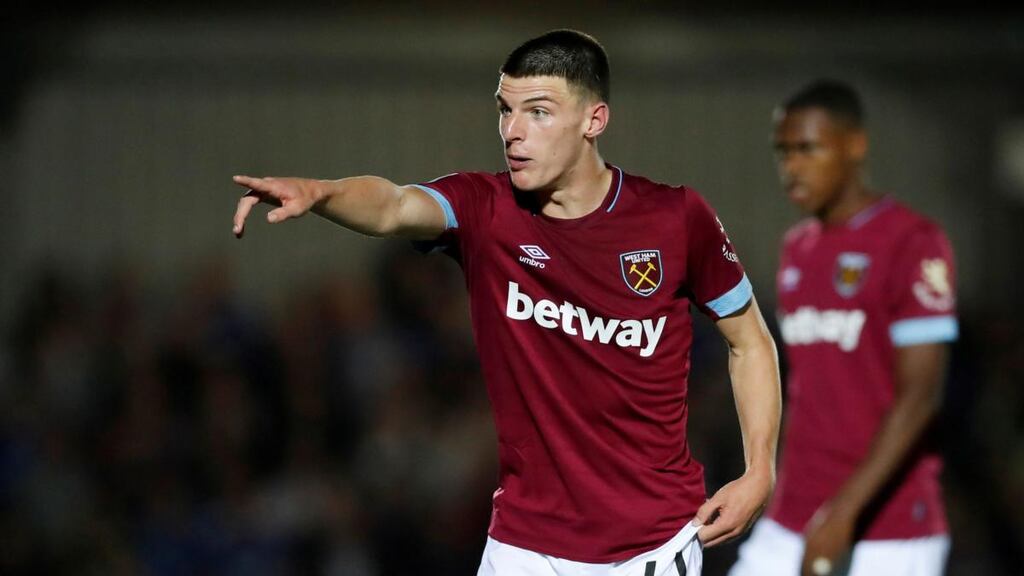 West Ham’s Declan Rice is set for his first England call-up. Photograph: Matthew Childs/Reuters