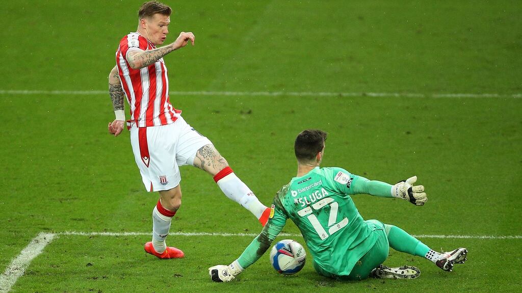 Stoke City’s James McClean is facing a spell on the sidelines with a knee injury. Photograhp: Nigel French/PA