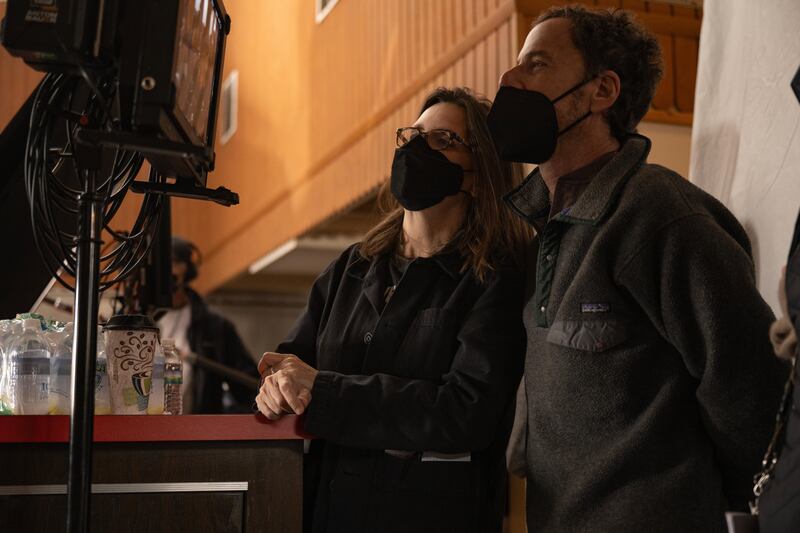 Drive-Away Dolls: Tricia Cooke and Ethan Coen on set. Photograph: Wilson Webb/Working Title/Focus Features