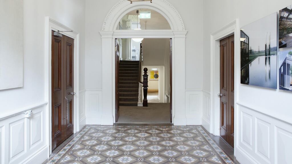 The restored Scott Tallon Walker entrance hall in Merrion Square, Dublin