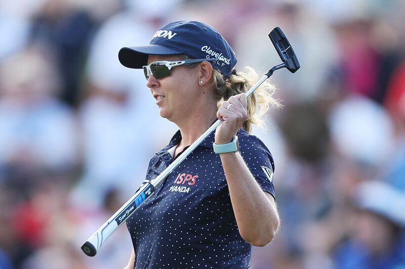 Ashleigh Buhai of South Africa celebrates winning The Women's ISPS HANDA Australian Open at The Australian Golf Course in Sydney, Australia. Photograph: Mark Metcalfe/Getty Images