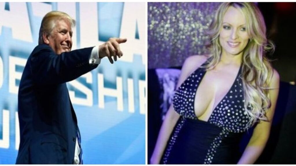 The payment of $130,000 to adult film star Stormy Daniels is a persistent problem for President Trump. Photographs: Reuters