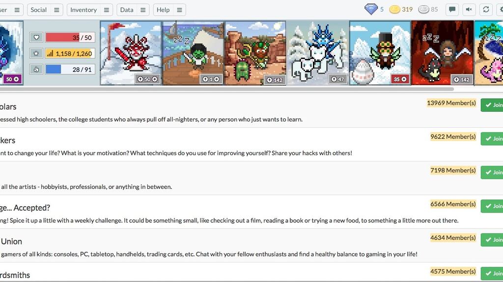 Habitica: adds elements of gameplay to tasks.