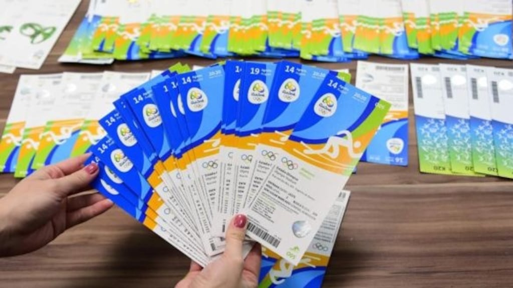 Tickets for the Rio 2016 Olympic Games marked with the name of the Olympic Committee of Ireland. Photograph: AFP/Getty Images