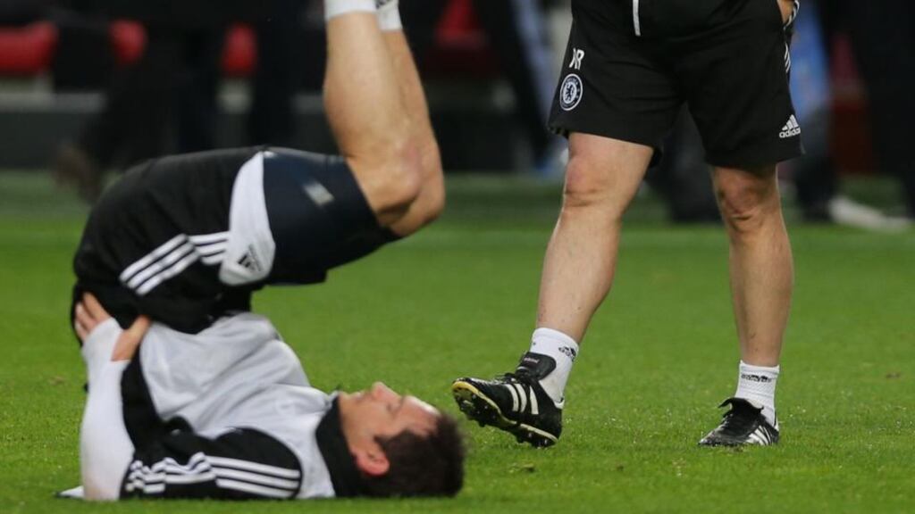Frank Lampard warm down after training session at the Amsterdam Arena. Photograph: Nick Potts/PA Wire