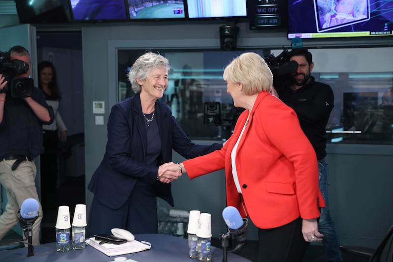 Independent candidate Catherine Connolly and Fine Gael's Heather Humphreys await the voters' verdict on Friday. Photograph: Dara Mac Dónaill