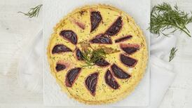 Smoked mackerel, beetroot and dill tart