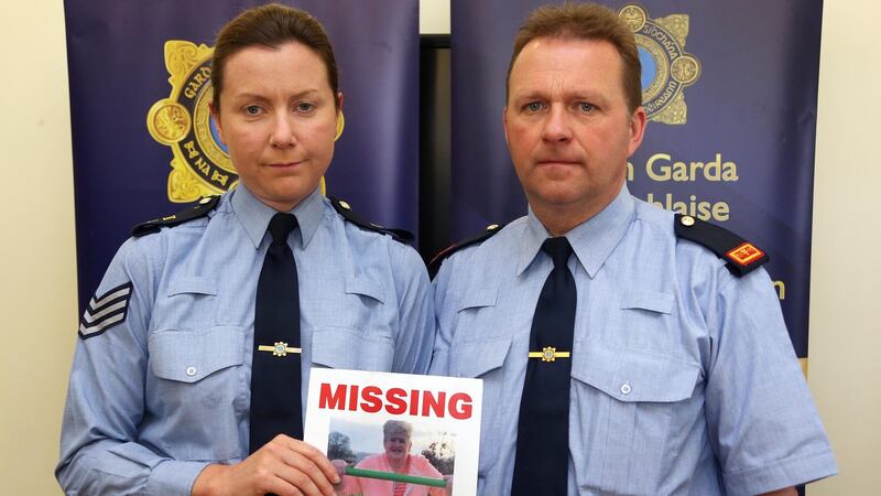 Sgt Carrie O’Connor and Insp John Burke of Finglas station at Finglas Garda Station during a Garda appeal for information on the whereabouts of Karen Scott. Photograph: Colin Keegan/Collins Dublin.