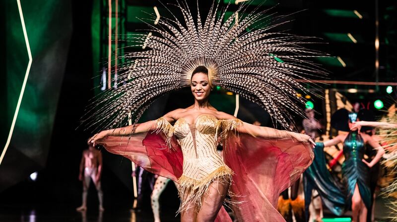 Spectacular feather headpiece by Philip Treacy at the Vivid Grand Show in Berlin.
