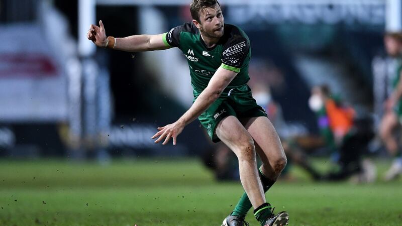 Carty attempts a conversion against Dragons earlier this month. Photo: Ryan Hiscott/Inpho