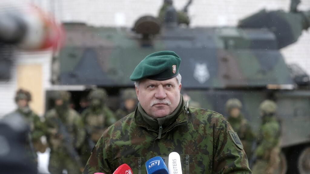 Chief of Defence of Lithuania Jonas Vytautas Zukas: the fence is expected to stretch for130km along the border with Kaliningrad. Photograph: Ints Kalnins/Reuters