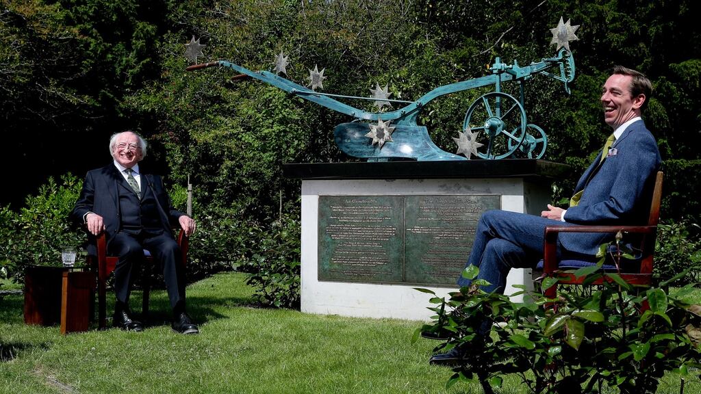 Ryan Tubridy interviews President Michael D. Higgins on the last Late Late Show of the season. Photograph: Maxwell’s