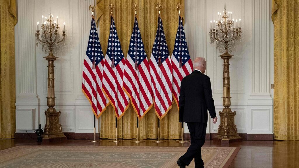 Walking away: Like his predecessors, Joe Biden has fulfilled an election promise. But there is no link between political closure at home and the script that foreigners will follow. Photograph: Brendan Smialowski/AFP via Getty Images
