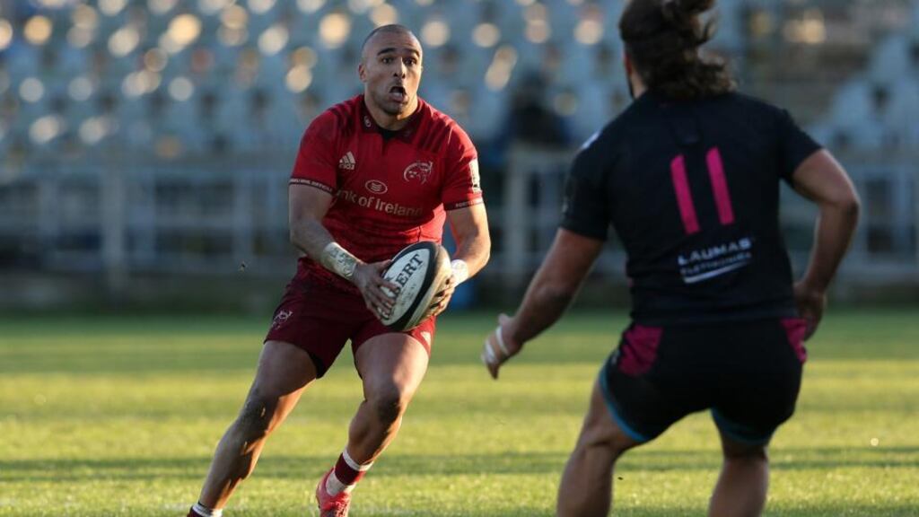 Simon Zebo in action for Munster against Zebre. Photograph: Giuseppe Fama/Inpho