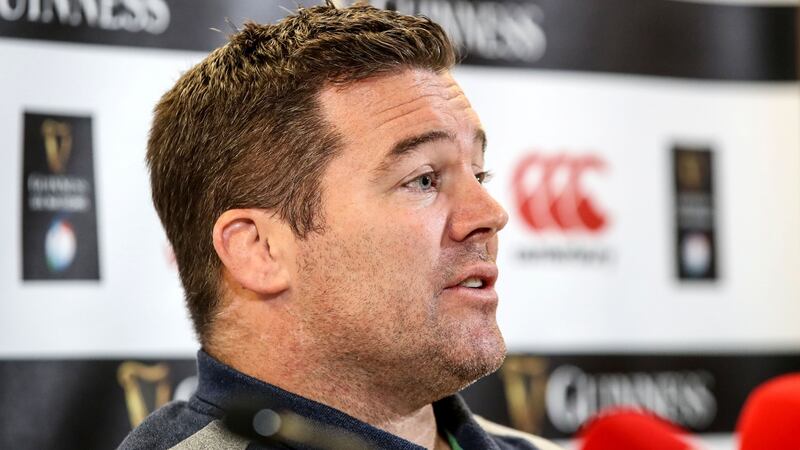 Scrum coach John Fogarty at Ireland Rugby Captain’s Run in the Aviva Stadium on Friday. Photograph: Dan Sheridan/Inpho