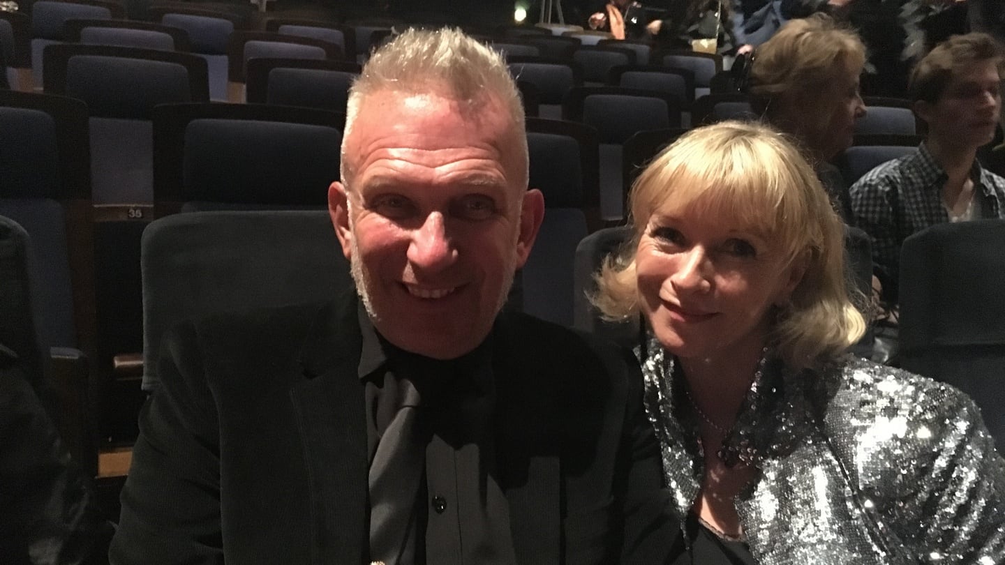 Some of the show’s dizzyingly inventive scenes are choreographed by Berlin-based Irishwoman Marguerite Donlon, pictured here with Jean-Paul Gaultier who designed  500 costumes for 60 dancers as well as the lead cast