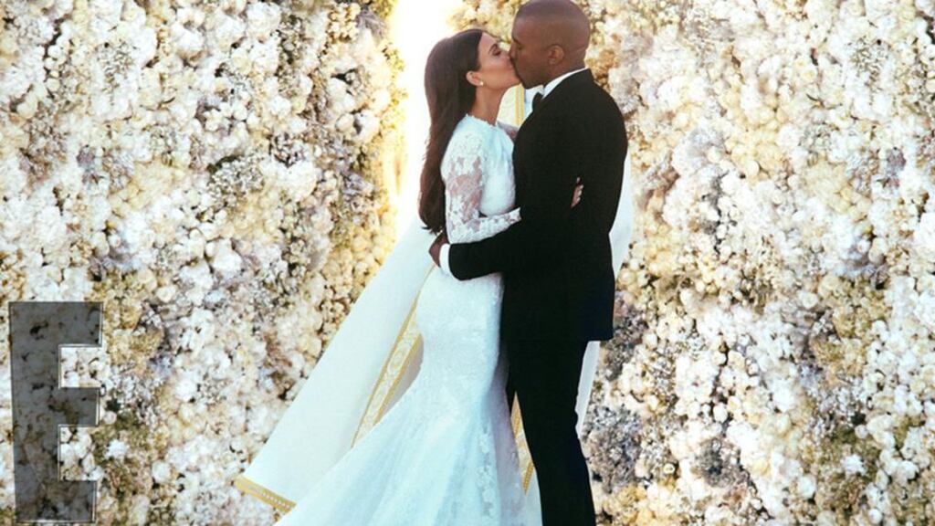 Kim Kardashian and Kanye West at their wedding in Florence, Italy. Photograph: PA