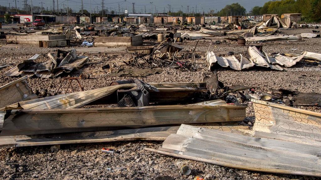 The aftermath of a fire at the Grande-Synthe migrant camp, in Dunkirk France. Photograph: Philippe Huguen/AFP/Getty Images
