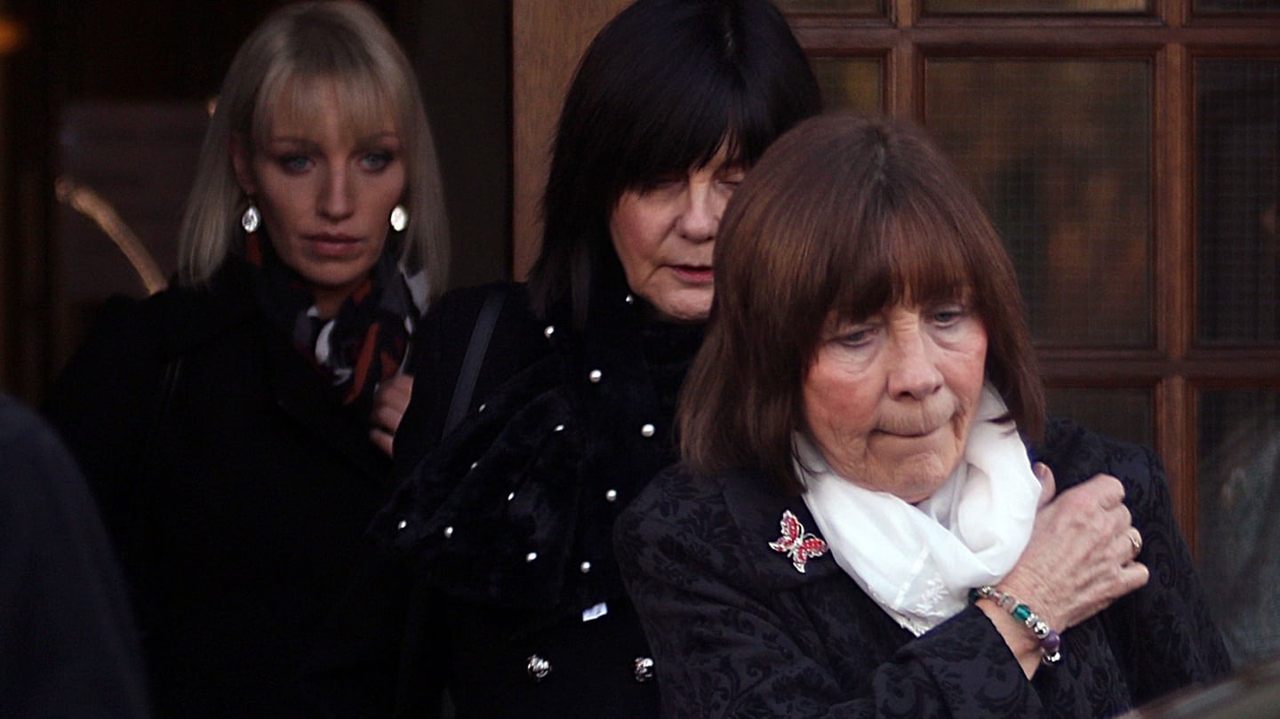 The mother of Clodagh Hawe, Mary Coll (front), aunt Carmel (middle) and sister Jacqueline Connolly leave the inquest into the deaths of the Hawe family at Cavan Courthouse on Monday afternoon. Photograph: Lorraine Teevan