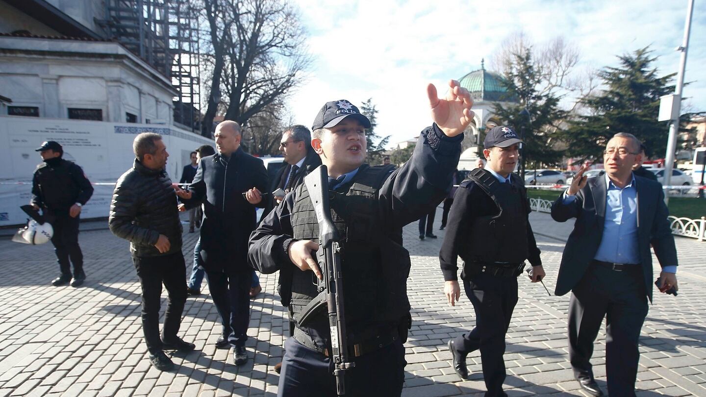 Police reportedly sealed off the scene in case of a second blast. Photograph: OsmanOrsal/Reuters