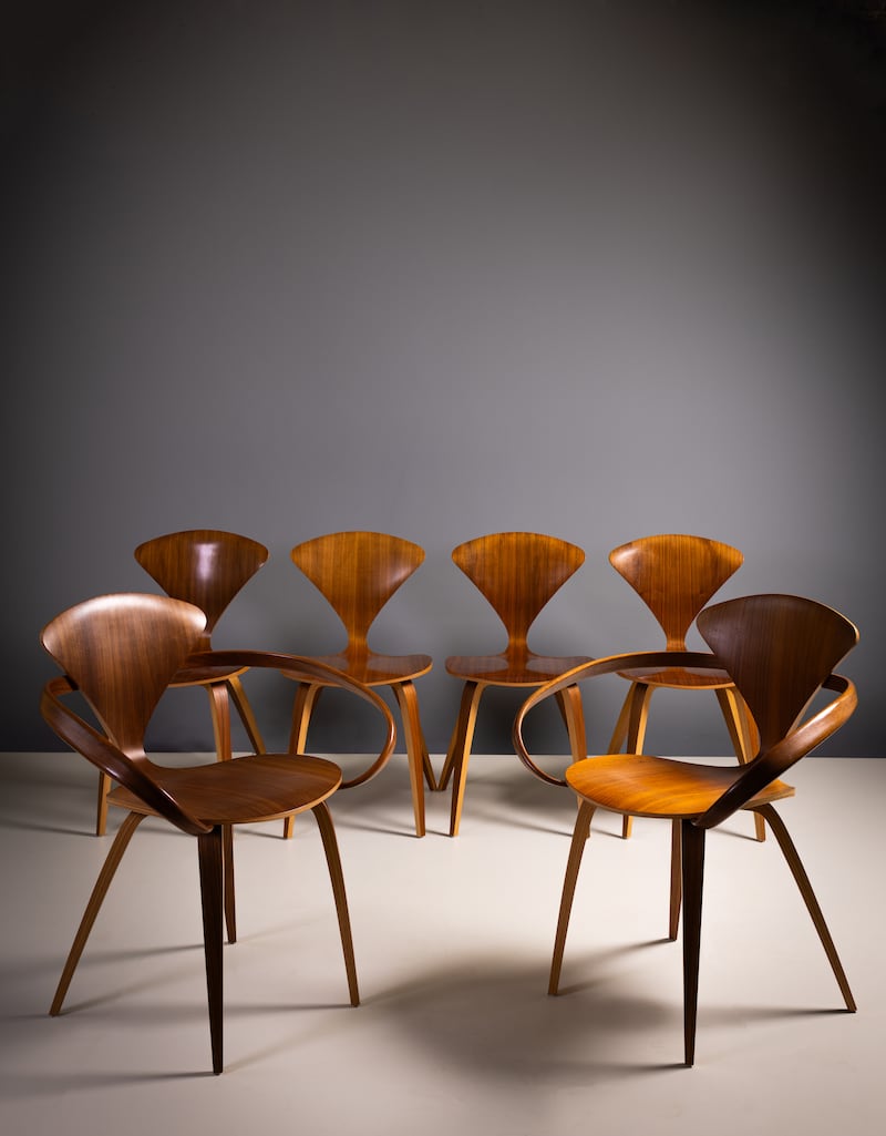 Set of six walnut chairs by Norman Cherner, manufactured by the Cherner Chair Company, €2,000-€3,000, deVeres