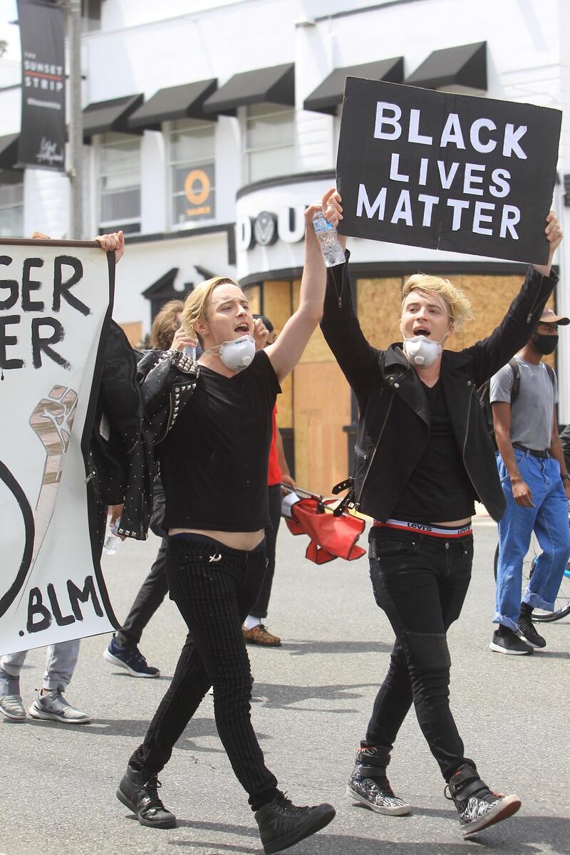 Jedward at a Black Lives Matter protest in Los Angeles. Photograph: Hollywood To You/Star Max/GC Images