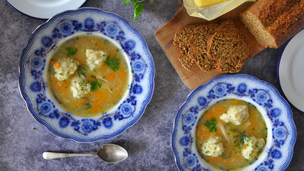 Chicken soup with herb dumplings