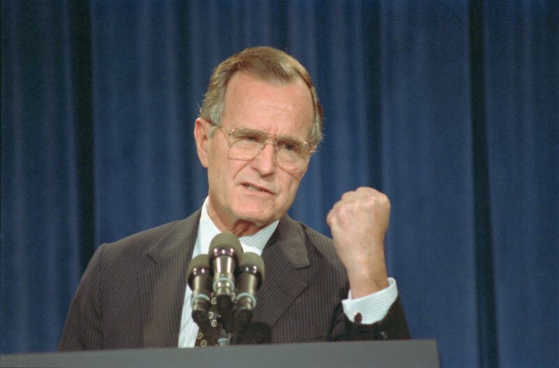 George HW Bush, observes Gilbert Achcar, revived American interventionism and introduced a 'media trick enabling the image of the US armed forces to be conflated with the Salvation Army'. Photograph: Bettman Archive