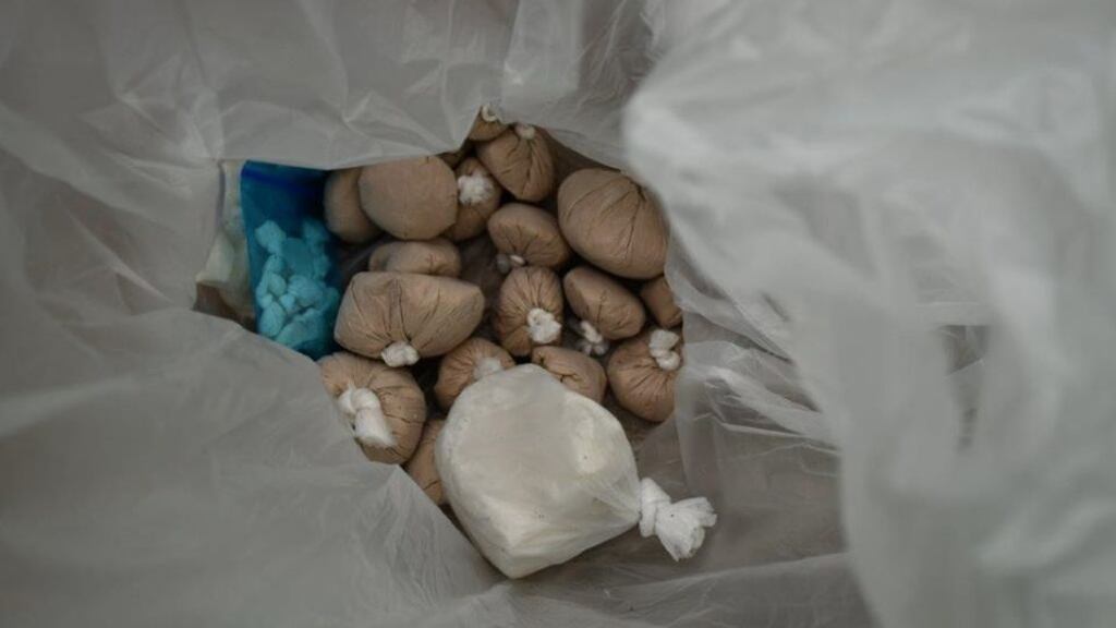 Some of the items seized during a search of the tent. Photograph: An Garda