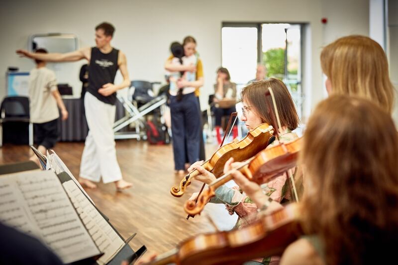 Dancers rehearse with the Irish Chamber Orchestra for Chora. Photograph: Maurice Gunning