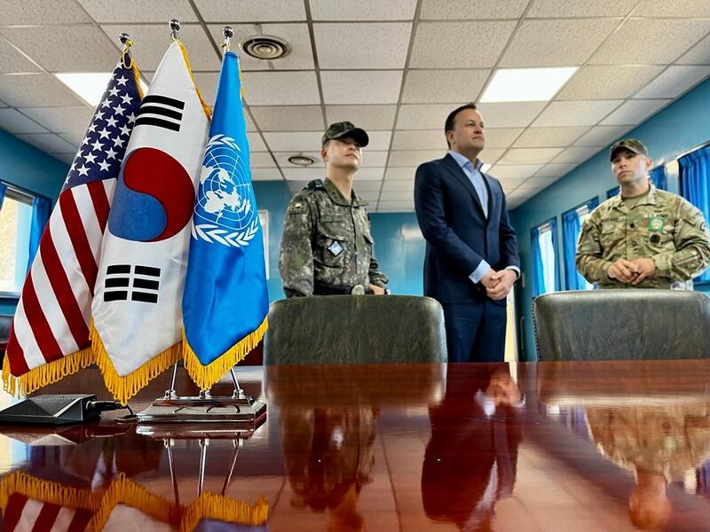 Taoiseach Leo Varadkar received a detailed briefing from military officers about the security situation at the world’s most heavily fortified border. Photo: RTÉ News