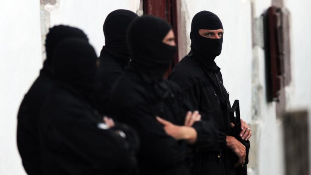Armed response: police at the arrest of two suspected Eta members in July. Photograph: Iroz Gaizka/AFP/Getty