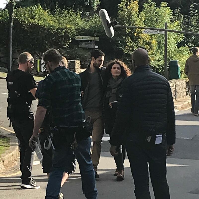 Ben Barnes and Julia Ormond filming Gold Digger