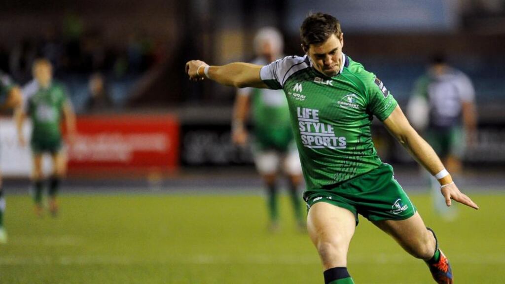 Craig Ronaldson converts Connacht’s first try. Photograph: INPHO/Craig Thomas
