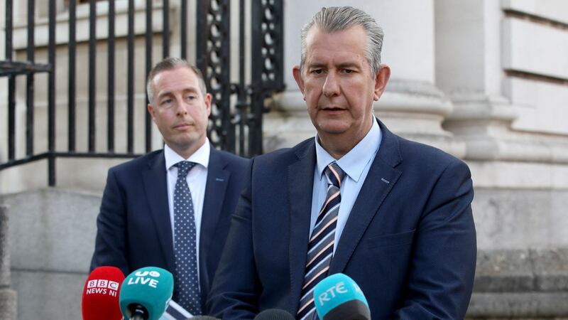 First minister designate Paul Givan and DUP leader Edwin Poots. Photograph: Paul Faith/AFP via Getty