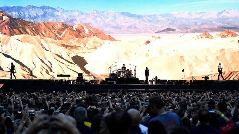 U2 perform during their Joshua Tree tour at Twickenham Stadium. Photograph: Dylan Martinez/Reuters