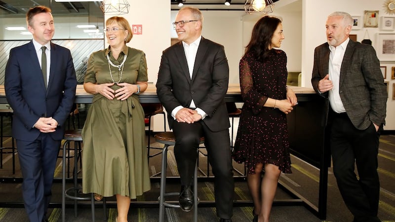 Judges, from left to right: Brian Hayes, Julie Sinnamon, David Dalton, Mai Santamaria, and Joe Duffy
