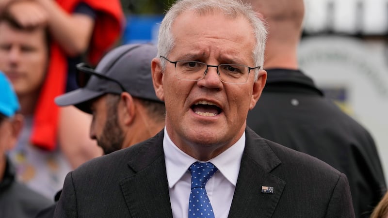 Australian prime minister Scott Morrison’s ruling conservative coalition cannot win enough seats to form a government –TV stations. Photograph: Mark Baker/AP