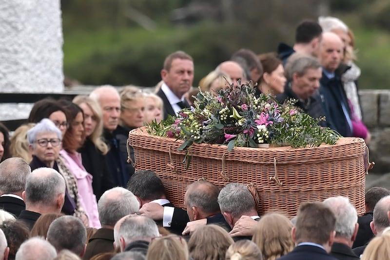 Mourners gather to attend the funeral of Jessica Gallagher (24) at St Michael’s Church, Cresslough, on Tuesday in Donegal, Ireland. Photograph: Charles McQuillan/Getty Images