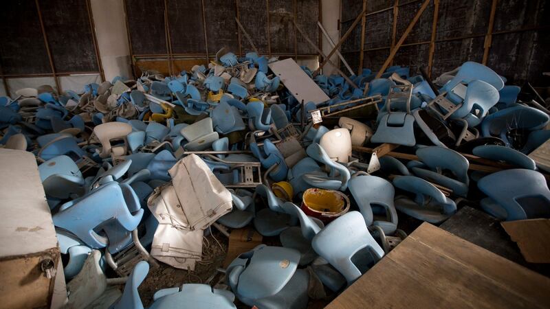 This February 2nd, 2017 photo shows seats jumbled in a pile inside Maracana stadium in Rio de Janeiro, Brazil. The historic stadium, site of the opening and closing ceremony, has been vandalized as stadium operators, the Rio state government, and Olympic organizers, have fought over $1 million in unpaid electricity bills and management of the venue. Photo: Silvia Izquierdo/AP