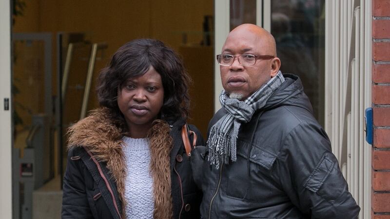 Lydia Osagie and Kelly Osagie at the Coroners Court inquest into the death of their son Ricky. Photograph: Gareth Chaney Collins