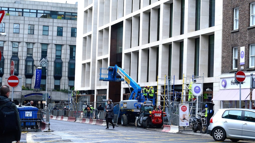 Work in progress on Molesworth Street, Dublin 2 .Photograph: Cyril Byrne/The Irish Times