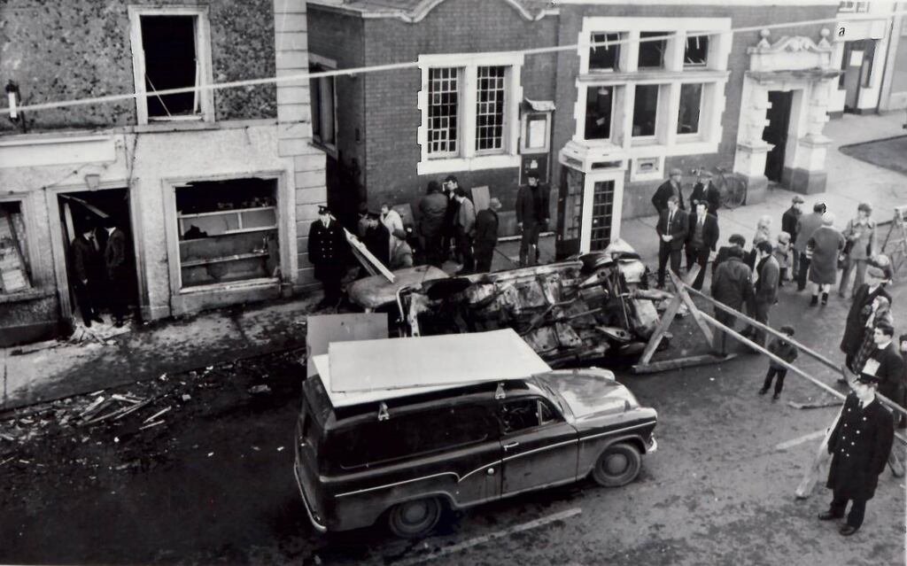 The scene of the bomb attack in Belturbet, Coy Cavan in 1972, which killed Geraldine O'Reilly and Patrick Stanley. Photograph: Garda Press Office