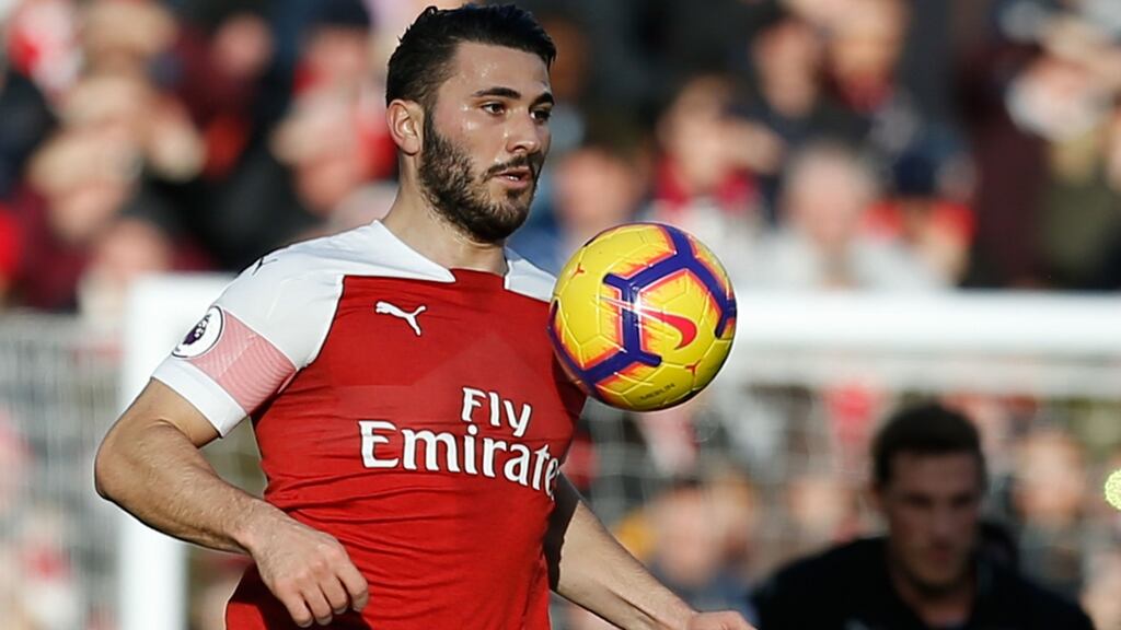 Arsenal’s defender Sead Kolasinac in action against Burnley. Photograph: AFP/Getty Images