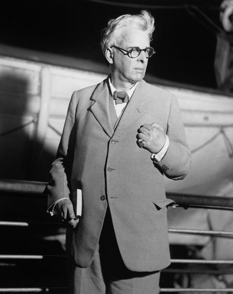 WB Yeats on the deck of a ship arriving in New York in 1932. Photograph: Bettmann Archive