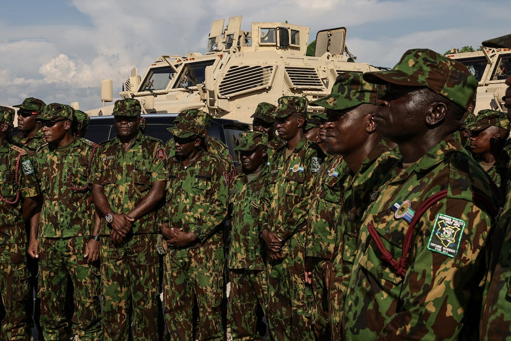 Police officers from Kenya serving with the multinational security support mission in Haiti. Photograph: Adriana Zehbrauskas/The New York Times